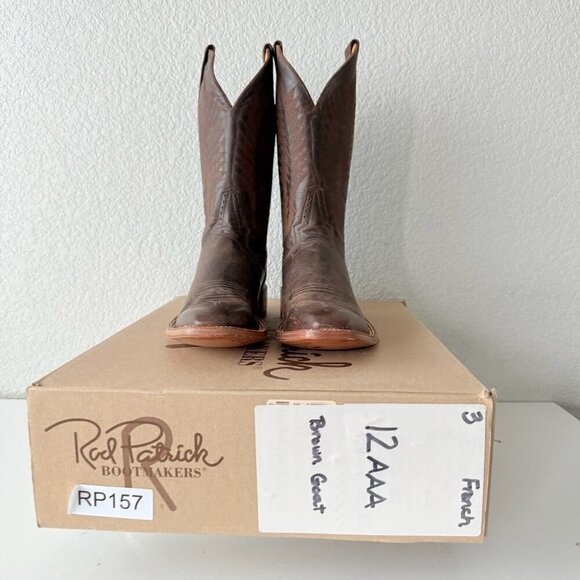 Rod Patrick Mens Cowboy Boots Size 12AAA Brown Goat Leather Western French Toe - Picture 12 of 13